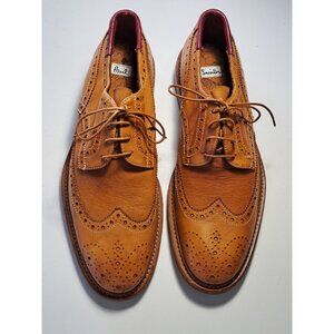 Paul Smith Italian Leather Brogue Wingtip Shoes Tan Size US 7 UK 6.5 Luxury